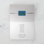ロゴのビジネス名、グレーストライプのシルバー サンキューカード (内部)
