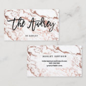 ロゴのブティックのタイポグラフィのばら色の金ゴールドの白の大理石 名刺 (正面/裏面)