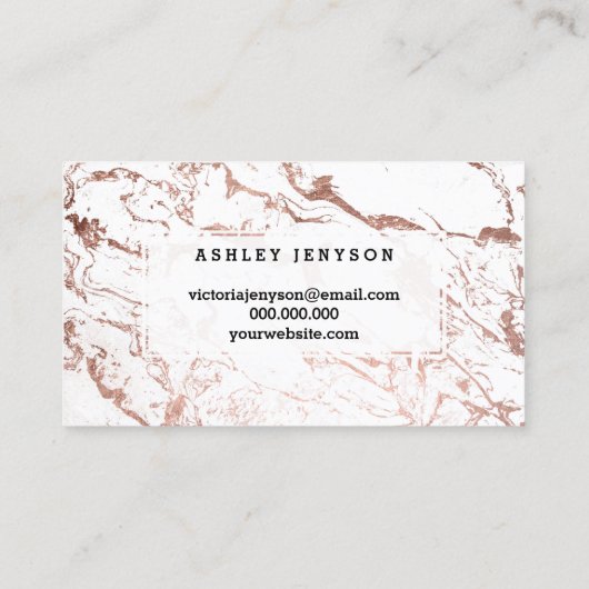 ロゴのブティックのタイポグラフィのばら色の金ゴールドの白の大理石 名刺 (裏面)