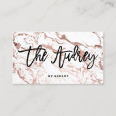 ロゴのブティックのタイポグラフィのばら色の金ゴールドの白の大理石 名刺 (正面)