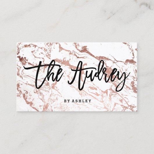 ロゴのブティックのタイポグラフィのばら色の金ゴールドの白の大理石 名刺 (正面)