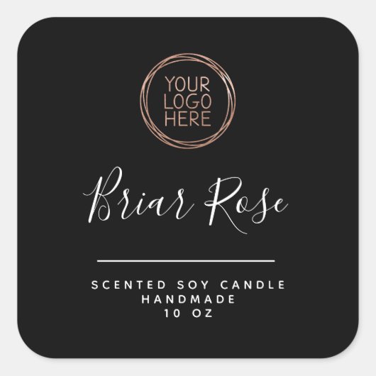 ロゴのブラックキャンドル製品ラベルの追加 スクエアシール (正面)