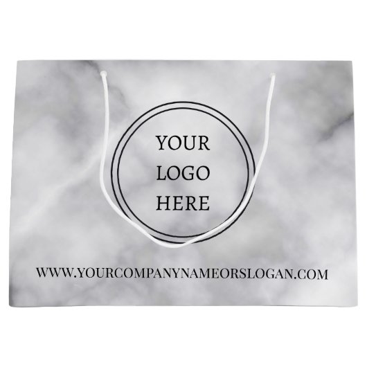 ロゴのプロモーションはこちら白黒大理石 ラージペーパーバッグ (正面)