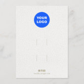 ロゴのヘアクリップアクセサリーホワイトレザーディスプレイ エンクロージャーカード (正面)