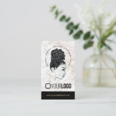 ロゴのヘア組み立てサロン組み立てスタイリスト大理石  名刺 (スタンド正面)