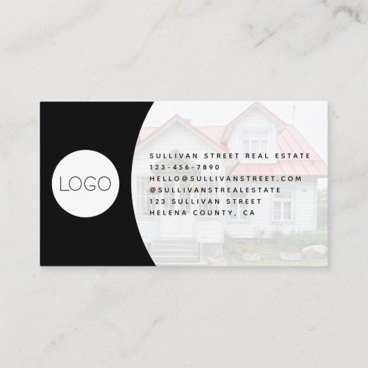 ロゴのヘッドショットフォト実在エステートエージェントの追加 名刺 (裏面)