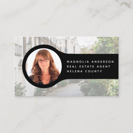 ロゴのヘッドショットフォト実在エステートエージェントの追加 名刺 (正面)