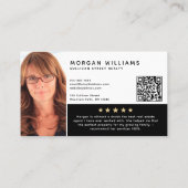 ロゴのヘッドショットQRコードレビュー実在エステートエージェント 名刺 (裏面)