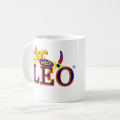 ロゴのマグが付いているレオのポートレート コーヒーマグカップ (正面左)