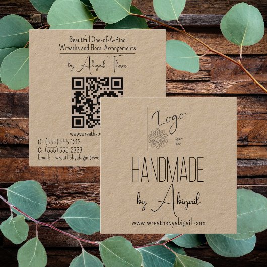 ロゴのミニマリスト手作り名刺 スクエア名刺