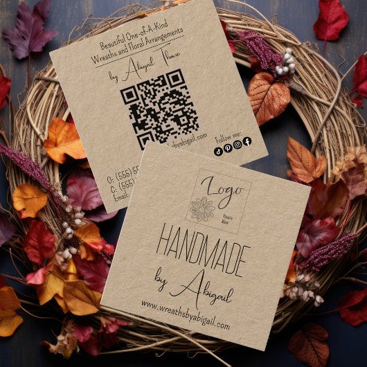 ロゴのミニマリスト手作り名刺 スクエア名刺