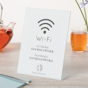 ロゴのミニマリストWhite Wi-Fi 台座サイン