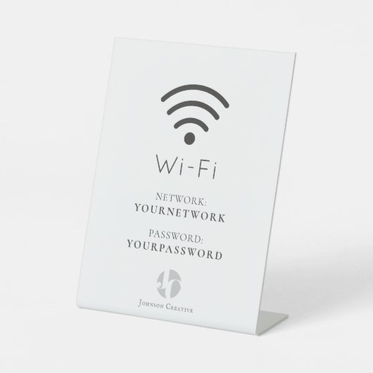 ロゴのミニマリストWhite Wi-Fi 台座サイン (正面)