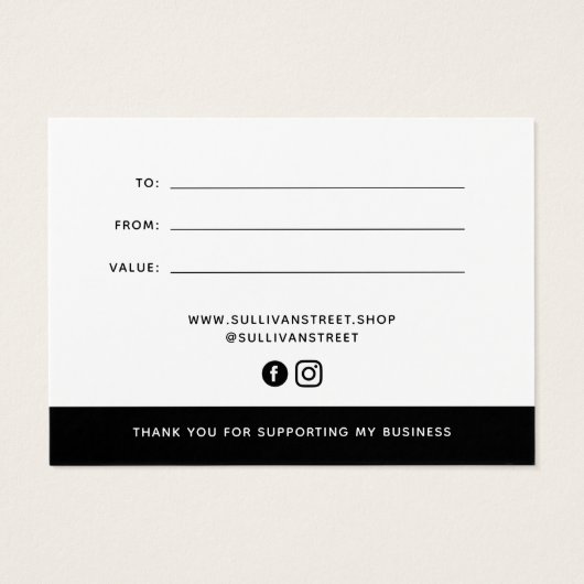 ロゴのミニマルなギフト証明書を追加する (裏面)