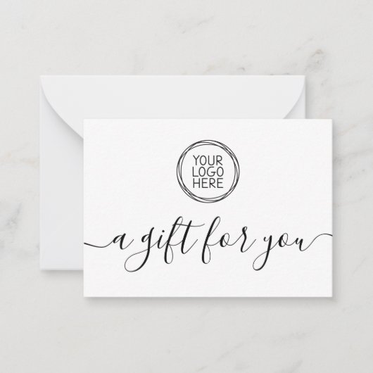 ロゴのミニマルなギフト証明書を追加する ノートカード (正面)