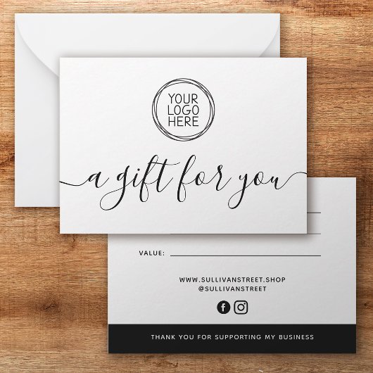 ロゴのミニマルなギフト証明書を追加する ノートカード
