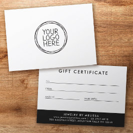 ロゴのミニマルなビジネスギフト証明書の追加