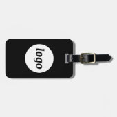 ロゴのミニマルなブラックビジネス ラゲッジタグ (正面横)