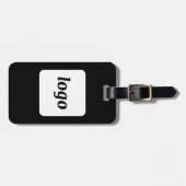 ロゴのミニマルなブラックビジネス ラゲッジタグ (正面横)