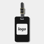 ロゴのミニマルなブラックビジネス ラゲッジタグ (正面縦)