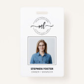 ロゴのミニマルなモノグラムイニシャル従業員の追加 バッジ (正面)