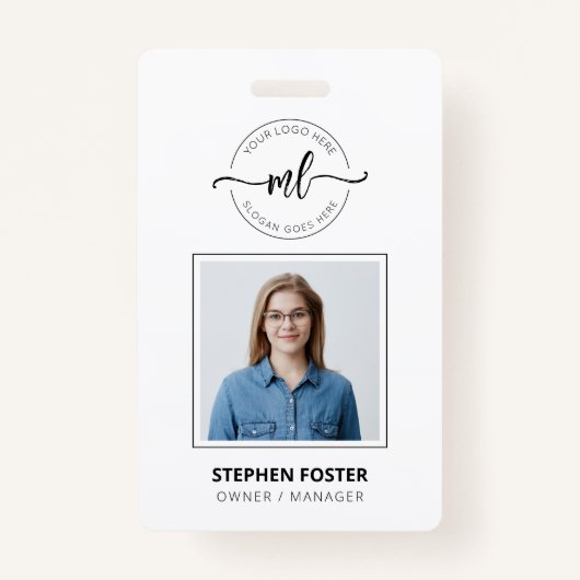 ロゴのミニマルなモノグラムイニシャル従業員の追加 バッジ (正面)