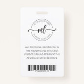 ロゴのミニマルなモノグラムイニシャル従業員の追加 バッジ (裏面)