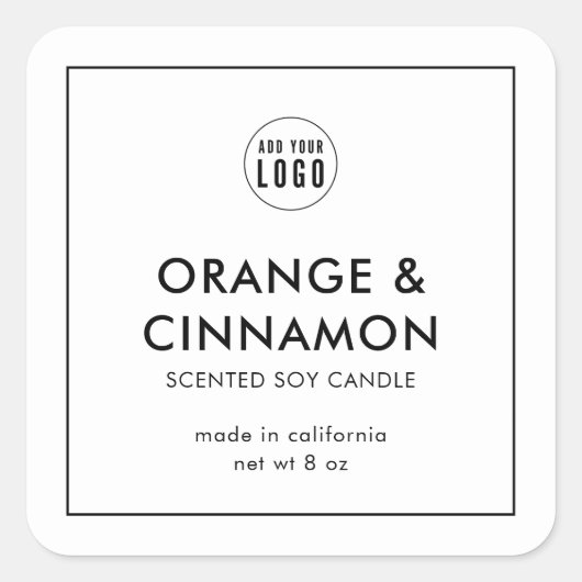 ロゴのミニマルモダンム製品ラベルの追加 スクエアシール (正面)