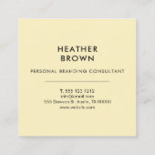 ロゴのミニマルモダンリストイエロー スクエア名刺 (裏面)