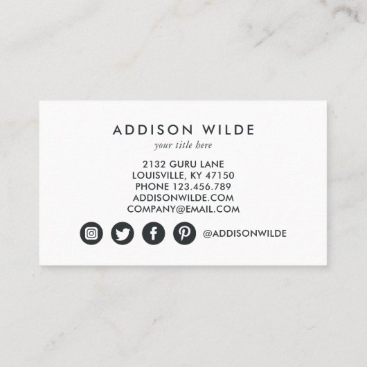 ロゴのミニマルモダンリスト白黒の追加 予約カード (裏面)