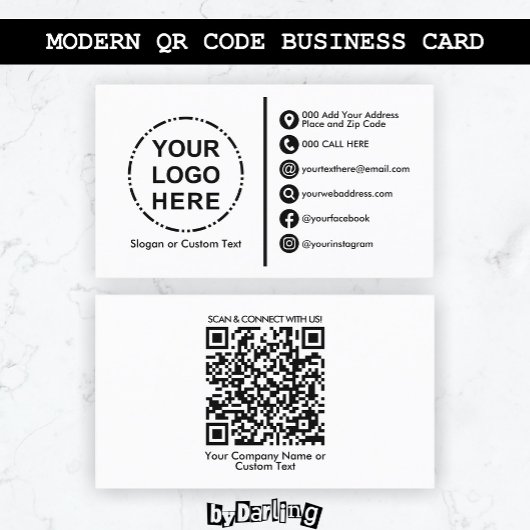 ロゴのミニマルモダンリストQRコード 名刺