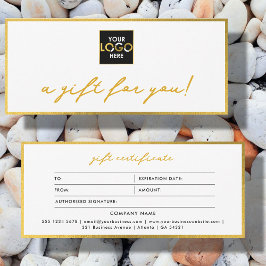 ロゴのミニマル金ゴールドとホワイトギフト証明書