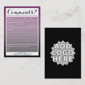 ロゴのメーリングリストのコメントカード 名刺 (正面/裏面)