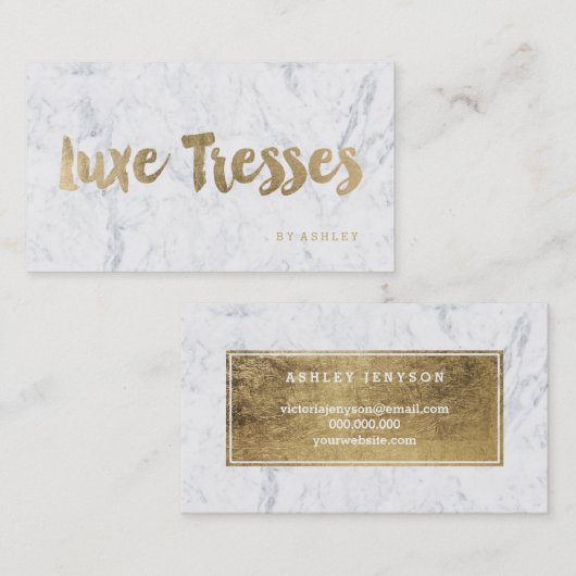 ロゴのモダンでフェイクな金ゴールドのタイポグラフィの大理石 名刺 (正面/裏面)