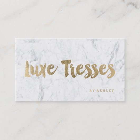 ロゴのモダンでフェイクな金ゴールドのタイポグラフィの大理石 名刺 (正面)