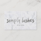 ロゴのモダンでフェイクな銀製のタイポグラフィの大理石を打ちます 名刺 (正面)