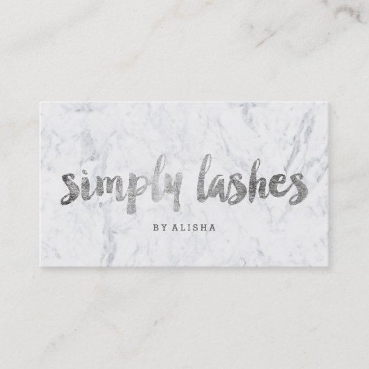 ロゴのモダンでフェイクな銀製のタイポグラフィの大理石を打ちます 名刺 (正面)