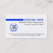 ロゴのモダンで薄いブルーライン警察の白 名刺 (正面)