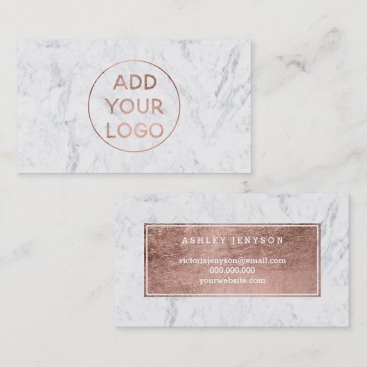ロゴのモダンのばら色の金ゴールドのタイポグラフィの大理石を加えて下さい 名刺 (正面/裏面)