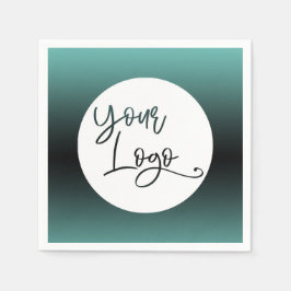 ロゴのラカスタムイトティール（緑がかった色）と黒の追グラデーション加 スタンダードカクテルナプキン