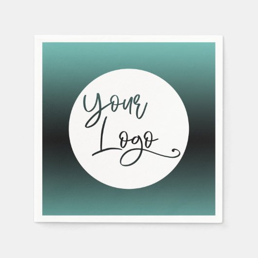 ロゴのラカスタムイトティール（緑がかった色）と黒の追グラデーション加 スタンダードカクテルナプキン (正面)
