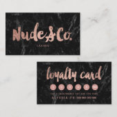 ロゴのロイヤリティのばら色の金ゴールドのタイポグラフィの黒の大理石 ロイヤリティカード (正面/裏面)