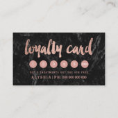 ロゴのロイヤリティのばら色の金ゴールドのタイポグラフィの黒の大理石 ロイヤリティカード (裏面)