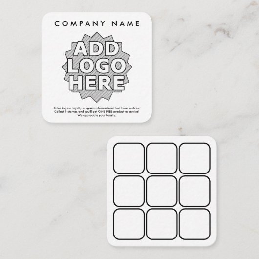 ロゴのロイヤリティは正方形に報酬を与えます ロイヤリティカード (正面/裏面)
