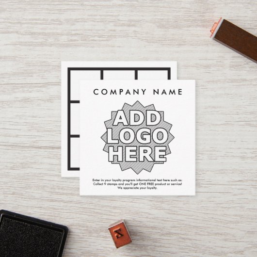 ロゴのロイヤリティは正方形に報酬を与えます ロイヤリティカード (正面/裏面インサイチュ)