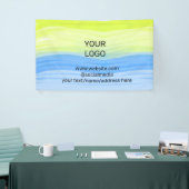ロゴの会社名の文字の水色のアドレスを追加する 横断幕 (トレードショー)