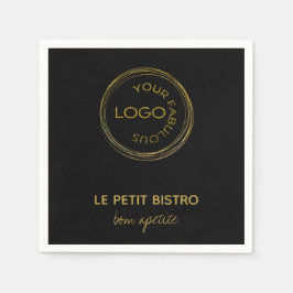 ロゴの会社名を黒で追加する スタンダードカクテルナプキン