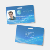 ロゴの入った横向きの社員写真IDカード バッジ (正面＆裏面)