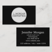 ロゴの円を追加するカスタムプロフェッショナル黒 名刺 (正面/裏面)