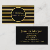 ロゴの円を追加カスタムエレガント黒金ゴールド 名刺 (正面/裏面)